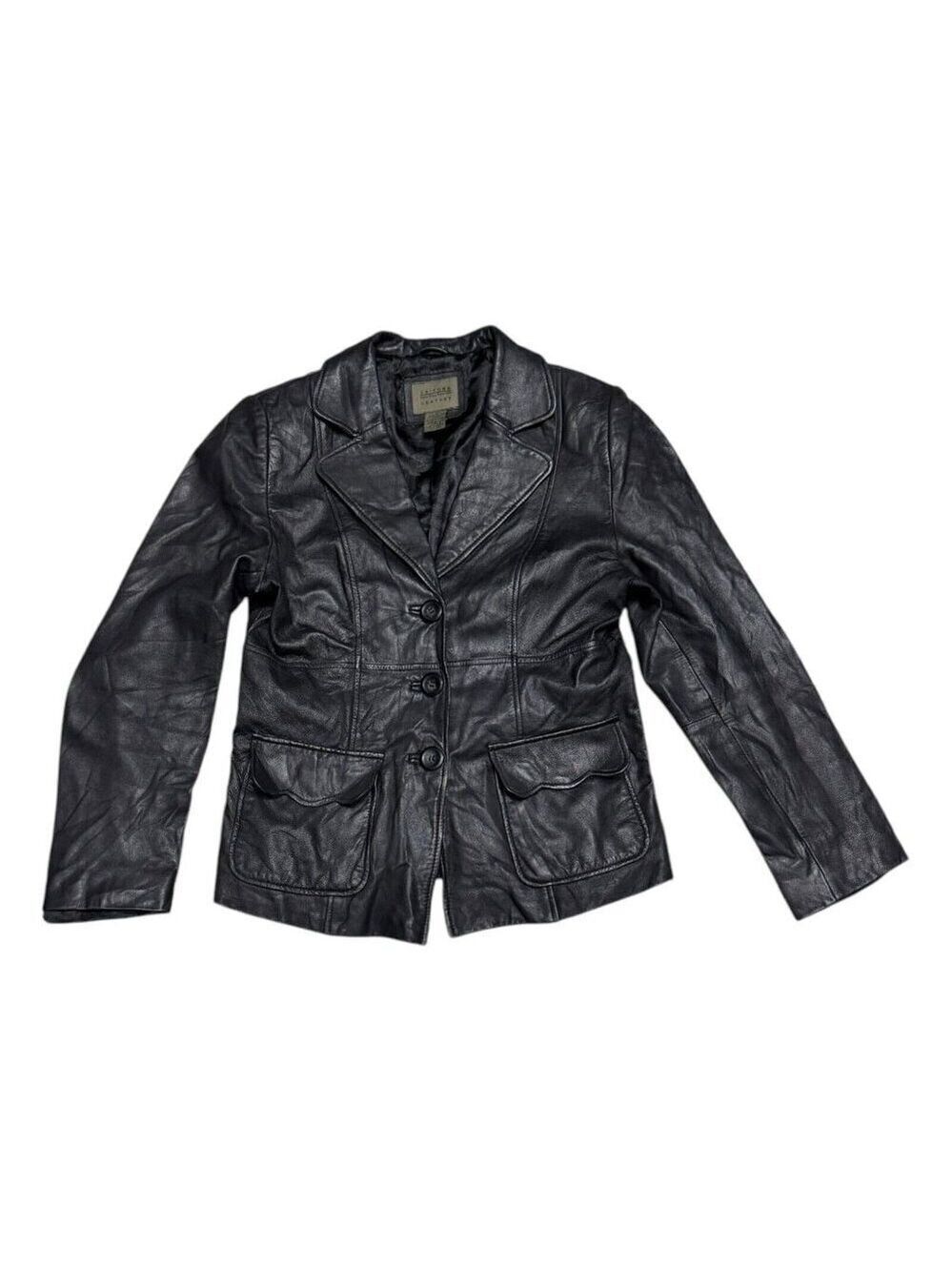 VINTAGE LEATHER John Paul Richard 90s Retro Casual Designer Jacket Womens 10
